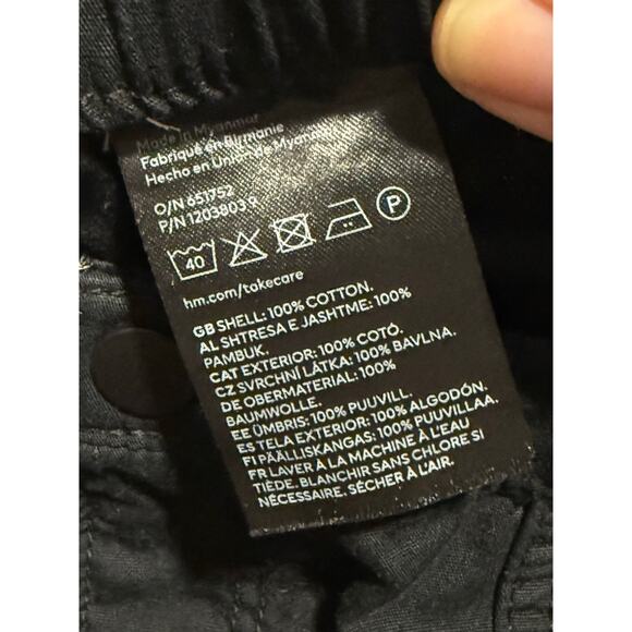 NWT Divided H&M Cargo Pants Casual Wide Leg Women's Size 6 Cotton Black - Picture 8 of 9